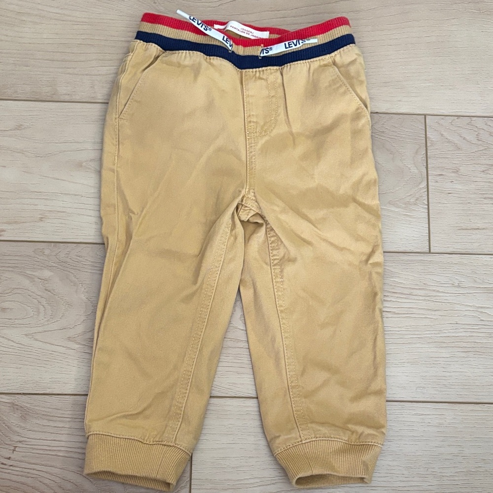 Levi's Kids Beige Jogger Pants with Red and Blue Waistband